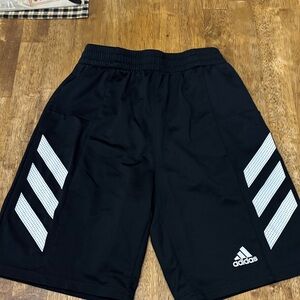 adidas youth  Black Athletic Shorts with White Chevron Panels